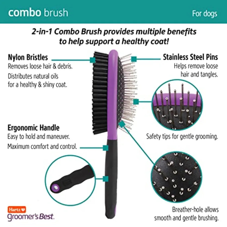 Groomer's Best Combo Dog Brush MultiColored for Effective Shedding Control and Gentle Skin Massage in Daily Grooming Routine Id