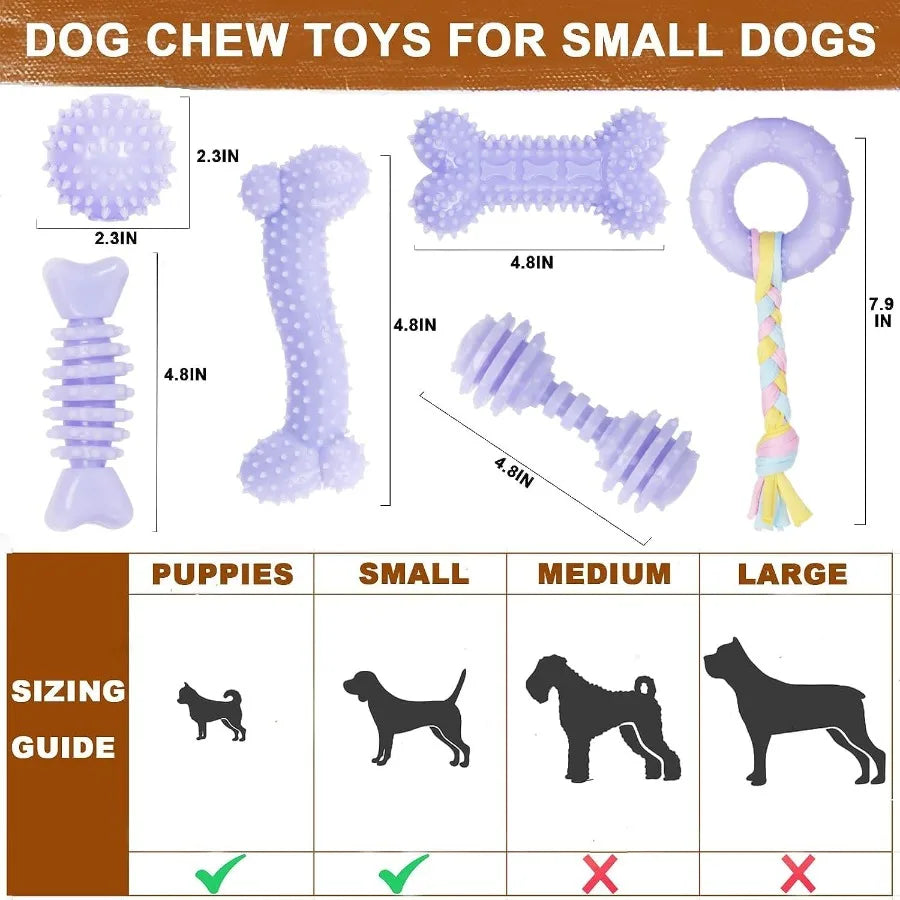 6 Pack Purple Dog Chew Toys for Small Puppies: Soft Durable and Interactive Teething Toys Ideal for Puppy Training and Mental S