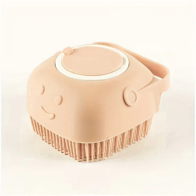 Dog Bathing Brush Pet Massage Brush Shampoo Dispenser Soft Silicone Brush Rubber Bristle for Dogs and Cats Shower Grooming Tool