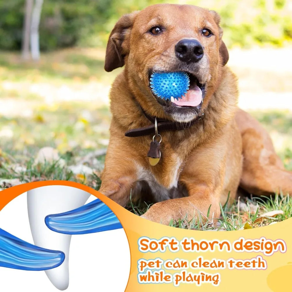 Lenwen 24 Pcs Spikey Dog Balls 3.5 Inch Squeaky Dog Toys Pet Toys Rubber Dog Toy Balls Puppy Chew Toys for Teething Durable Dog