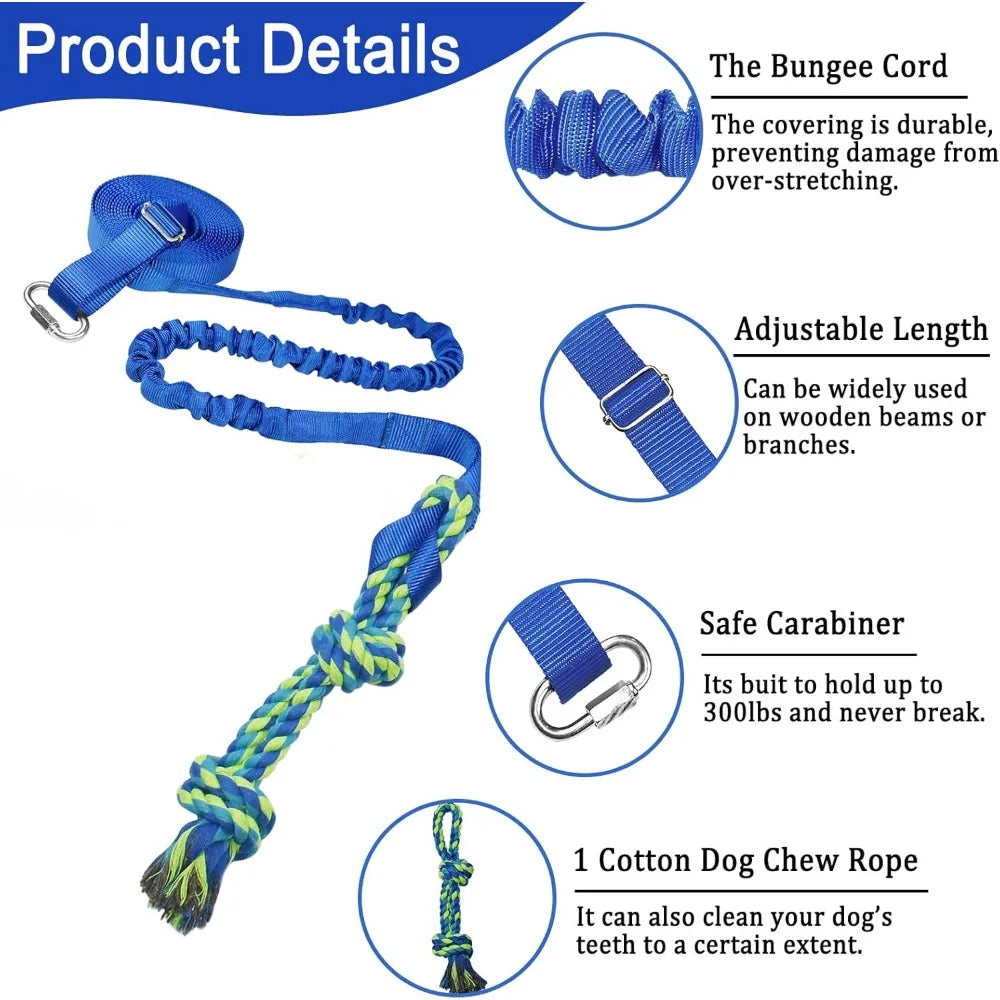 Outdoor Interactive Dog Toys,Tether Tug Outdoor Dog Toy Exercise Equipment in Yard Park with 2 Rope Toy for Large Medium Small D