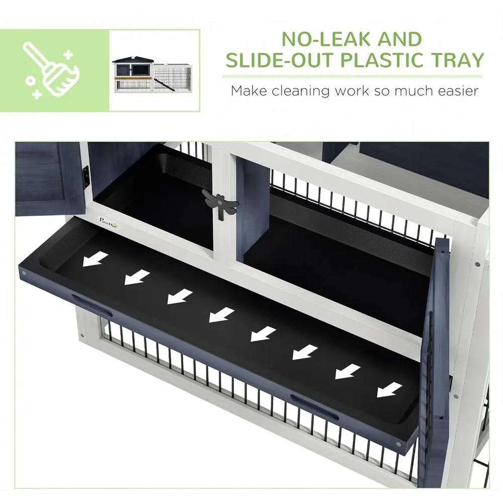 54 Large Rabbit Cage with Waterproof Openable Roof, No-Leak Tray, Ramp, Run, for Bunnies, Guinea Pigs, Dark Gray