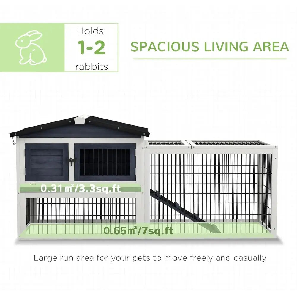 54 Large Rabbit Cage with Waterproof Openable Roof, No-Leak Tray, Ramp, Run, for Bunnies, Guinea Pigs, Dark Gray