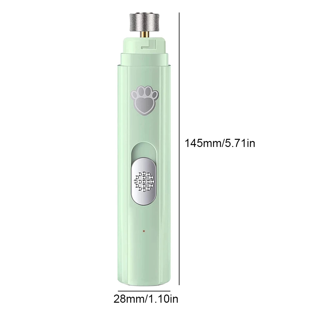 Electric Dog Nail Grinder USB Rechargeable LED Light Pet Nail Trimmer with 2 Speed Settings and Polisher Wheel
