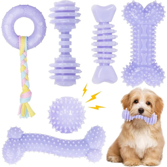 6 Pack Purple Dog Chew Toys for Small Puppies: Soft Durable and Interactive Teething Toys Ideal for Puppy Training and Mental S